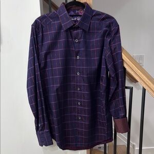 Robert Graham purple Dress Shirt with Plaid Pattern